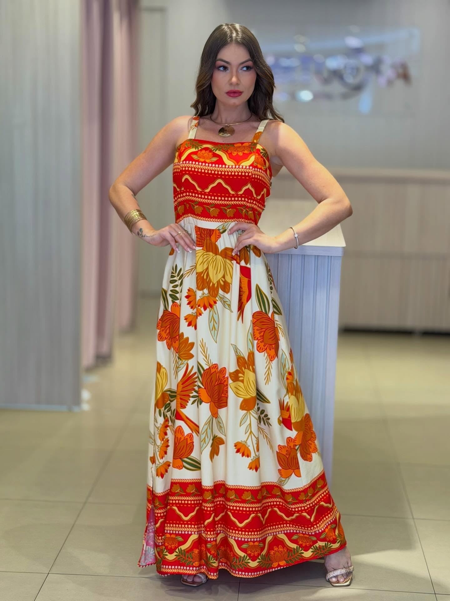 REF539 - Vestido Listrado Seda